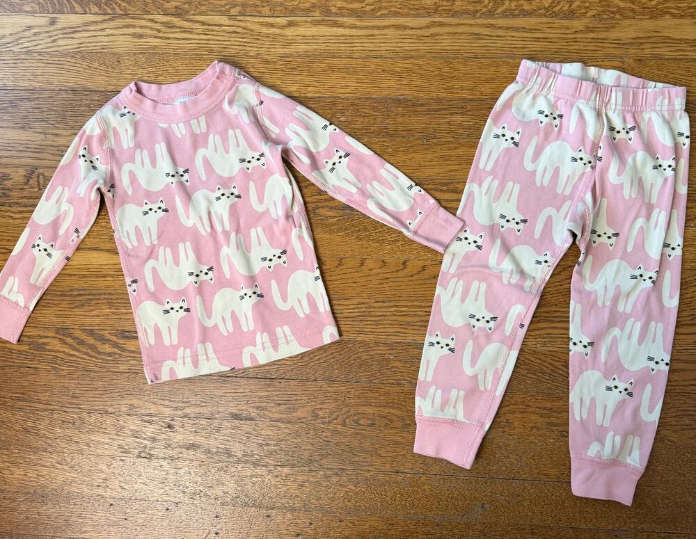 Hanna Andersson Girls' White Cat Pajamas Size 3